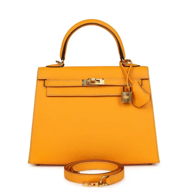 HERMÈS Hermes Special Order (HSS) Kelly Sellier 25 Jaune D'Or Verso Epsom Gold Hardware