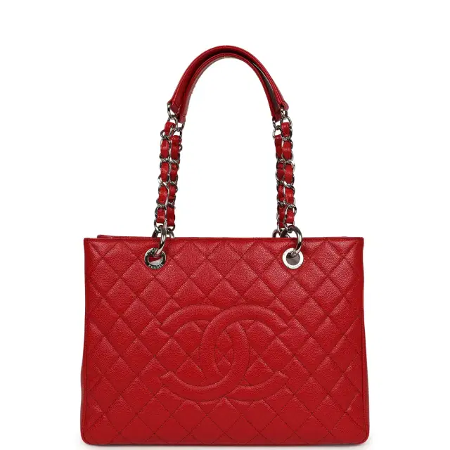 Chanel Pre-owned Chanel Grand Shopping Tote Red Caviar Silver Hardware