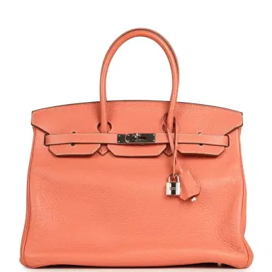 HERMÈS Pre-owned Hermes Birkin 35 Crevette Clemence Palladium Hardware | Thumbnail 1 HERMÈS Pre-owned Hermes Birkin 35 Crevette Clemence Palladium Hardware | Thumbnail 1