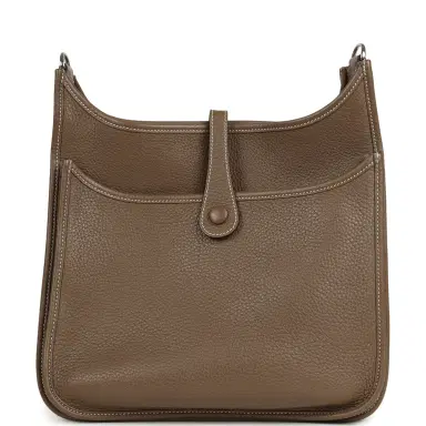 HERMÈS Pre-owned Hermes Evelyne III PM Etoupe Clemence Palladium Hardware | Thumbnail 4