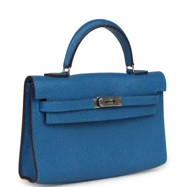 HERMÈS Pre-owned Hermes Micro Kelly 15 Mykonos Epsom Palladium Hardware | Thumbnail 2 HERMÈS Pre-owned Hermes Micro Kelly 15 Mykonos Epsom Palladium Hardware | Thumbnail 2