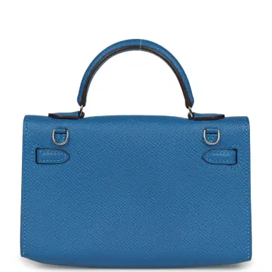 HERMÈS Pre-owned Hermes Micro Kelly 15 Mykonos Epsom Palladium Hardware | Thumbnail 4 HERMÈS Pre-owned Hermes Micro Kelly 15 Mykonos Epsom Palladium Hardware | Thumbnail 4