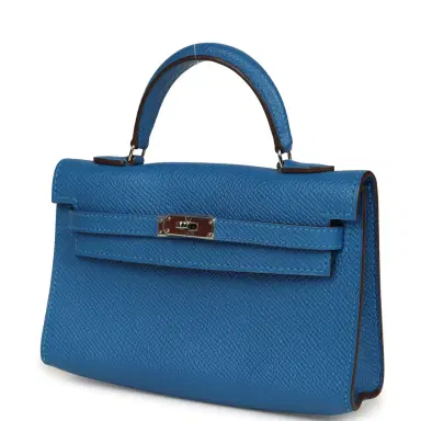 HERMÈS Pre-owned Hermes Micro Kelly 15 Mykonos Epsom Palladium Hardware | Thumbnail 5 HERMÈS Pre-owned Hermes Micro Kelly 15 Mykonos Epsom Palladium Hardware | Thumbnail 5