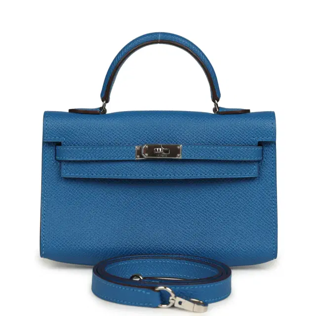 HERMÈS Pre-owned Hermes Micro Kelly 15 Mykonos Epsom Palladium Hardware