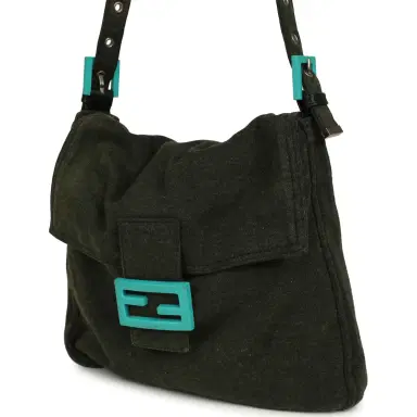 Fendi Vintage Fendi Mama Baguette Bag Dark Olive Jersey Silver Hardware | Thumbnail 5 Fendi Vintage Fendi Mama Baguette Bag Dark Olive Jersey Silver Hardware | Thumbnail 5