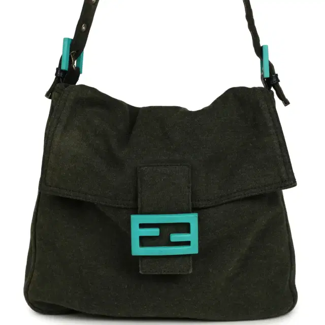 Fendi Vintage Fendi Mama Baguette Bag Dark Olive Jersey Silver Hardware
