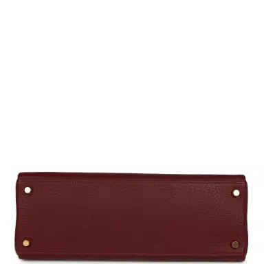 HERMÈS Vintage Hermes Kelly Retourne 32 Rouge H Fjord Gold Hardware | Thumbnail 6
