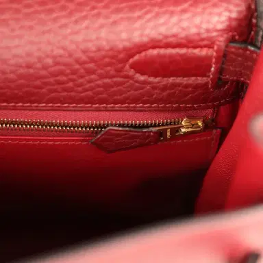 HERMÈS Vintage Hermes Kelly Retourne 32 Rouge H Fjord Gold Hardware | Thumbnail 9