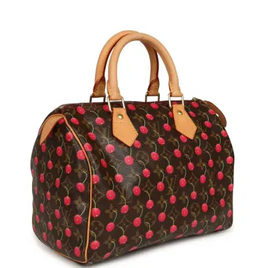 Louis Vuitton Vintage Louis Vuitton x Takashi Murkami Cheries Speedy 25 Brown and Red Cherry Monogram Gold Hardware | Thumbnail 2