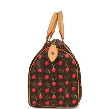 Louis Vuitton Vintage Louis Vuitton x Takashi Murkami Cheries Speedy 25 Brown and Red Cherry Monogram Gold Hardware | Thumbnail 3