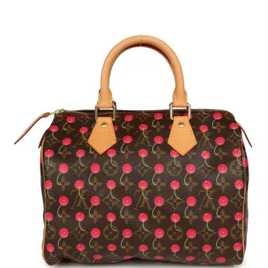 Louis Vuitton Vintage Louis Vuitton x Takashi Murkami Cheries Speedy 25 Brown and Red Cherry Monogram Gold Hardware | Thumbnail 4