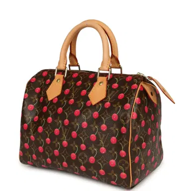 Louis Vuitton Vintage Louis Vuitton x Takashi Murkami Cheries Speedy 25 Brown and Red Cherry Monogram Gold Hardware | Thumbnail 5