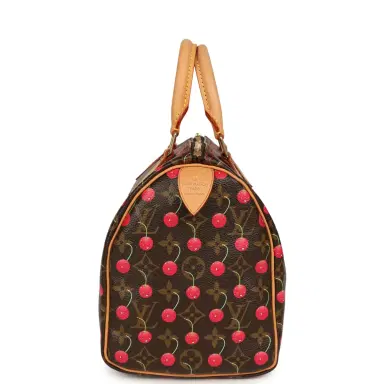 Louis Vuitton Vintage Louis Vuitton x Takashi Murkami Cheries Speedy 25 Brown and Red Cherry Monogram Gold Hardware | Thumbnail 6