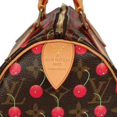 Louis Vuitton Vintage Louis Vuitton x Takashi Murkami Cheries Speedy 25 Brown and Red Cherry Monogram Gold Hardware | Thumbnail 8