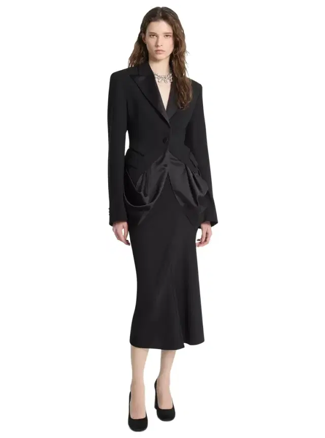 Michael Kors Collection Stretch Wool Draped Tuxedo Blazer