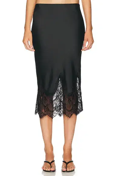 Norma Kamali Bias Half Slip Dress With Lace