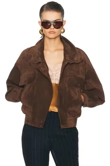 Saint Laurent Suede Funnel Neck Jacket | Thumbnail 2 Saint Laurent Suede Funnel Neck Jacket | Thumbnail 2