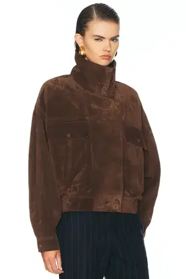 Saint Laurent Suede Funnel Neck Jacket | Thumbnail 3 Saint Laurent Suede Funnel Neck Jacket | Thumbnail 3