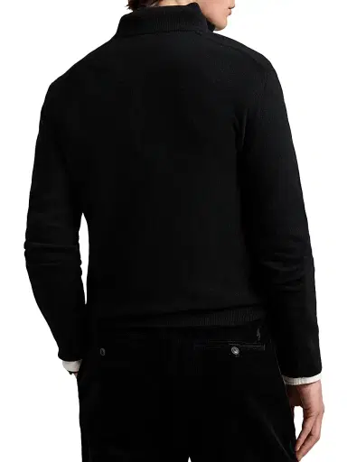Polo Ralph Lauren Men's Logo Wool Quarter-Zip Sweater - Polo Black | Thumbnail 4