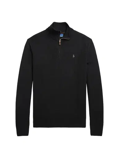 Polo Ralph Lauren Men's Logo Wool Quarter-Zip Sweater - Polo Black | Thumbnail 1