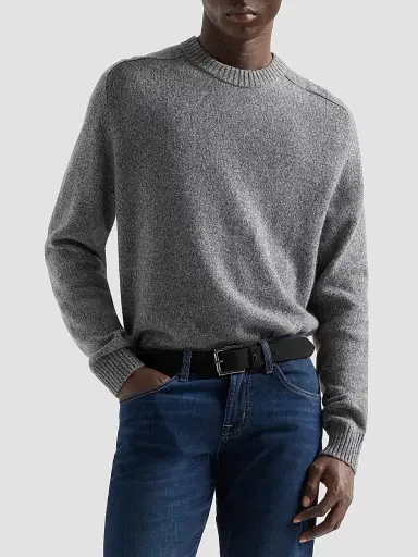 7 For All Mankind Men's Cotton-Wool-Nylon Crewneck Sweater - Cashmere Wolf - Size XXL | Thumbnail 4
