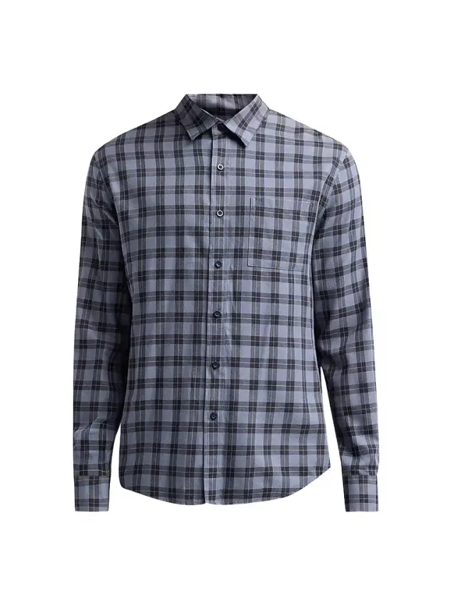 Vince Men's Allen Plaid Cotton Shirt - Blue