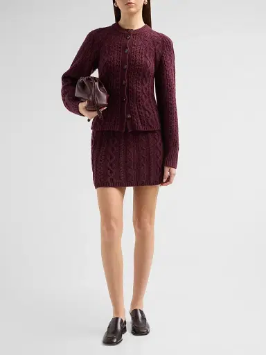 Guest In Residence Women's Cable-Knit Cashmere-Wool Mini Skirt - Fig | Thumbnail 2