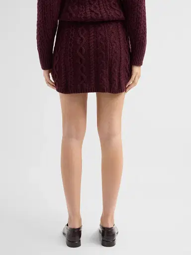 Guest In Residence Women's Cable-Knit Cashmere-Wool Mini Skirt - Fig | Thumbnail 3