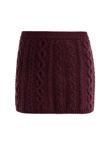 Guest In Residence Women's Cable-Knit Cashmere-Wool Mini Skirt - Fig | Thumbnail 1