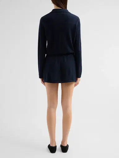 Guest In Residence Women's Industry Cashmere Drawstring Mini Dress - Midnight | Thumbnail 3