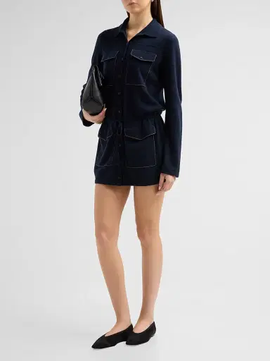 Guest In Residence Women's Industry Cashmere Drawstring Mini Dress - Midnight | Thumbnail 4