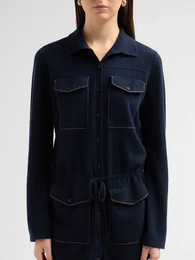 Guest In Residence Women's Industry Cashmere Drawstring Mini Dress - Midnight | Thumbnail 5