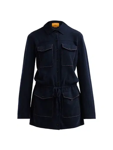 Guest In Residence Women's Industry Cashmere Drawstring Mini Dress - Midnight | Thumbnail 1