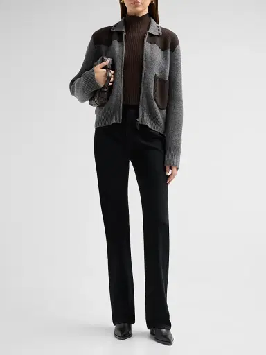 Guest In Residence Women's Saddle Up Cashmere-Wool Jacket - Charcoal Burnt Cocoa | Thumbnail 2