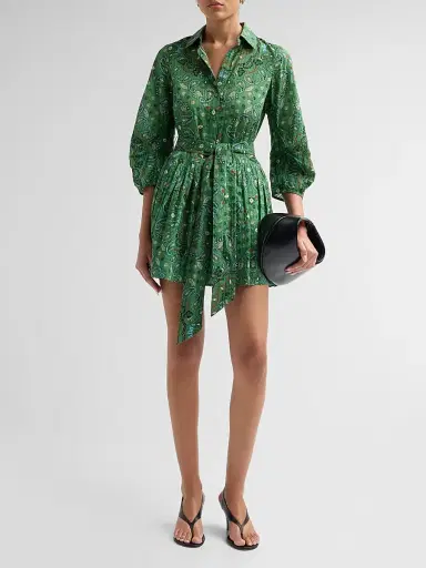 Cara Cara Women's Raya Paisley Cotton Voile Mini Shirtdress | Thumbnail 2 Cara Cara Women's Raya Paisley Cotton Voile Mini Shirtdress | Thumbnail 2