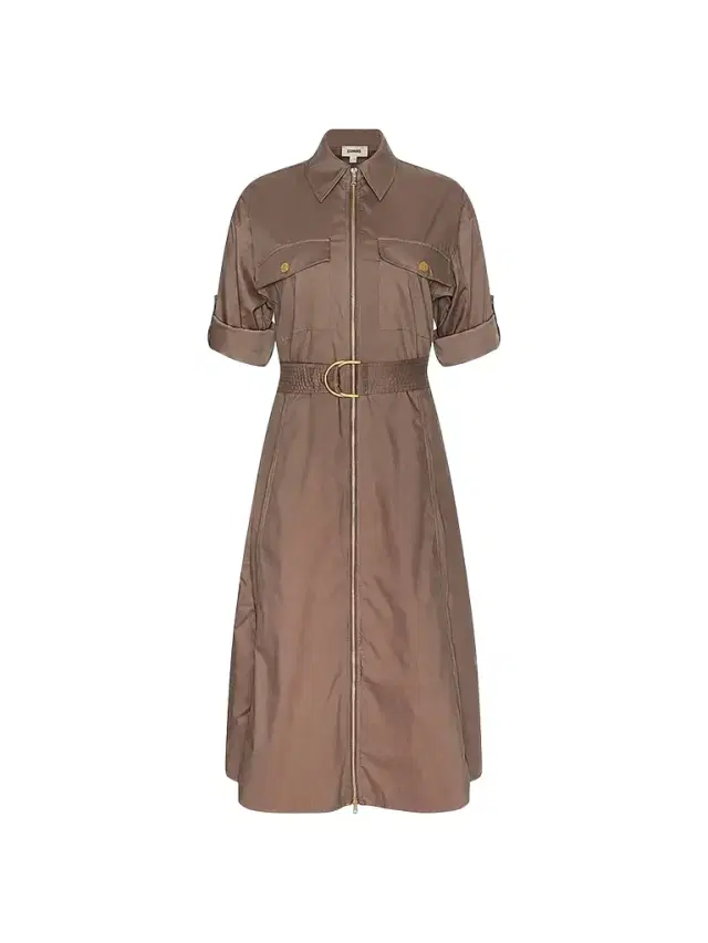 L'Agence Women's Callen Belted Zip-Front Midi Shirtdress - Cardamom - Size Large