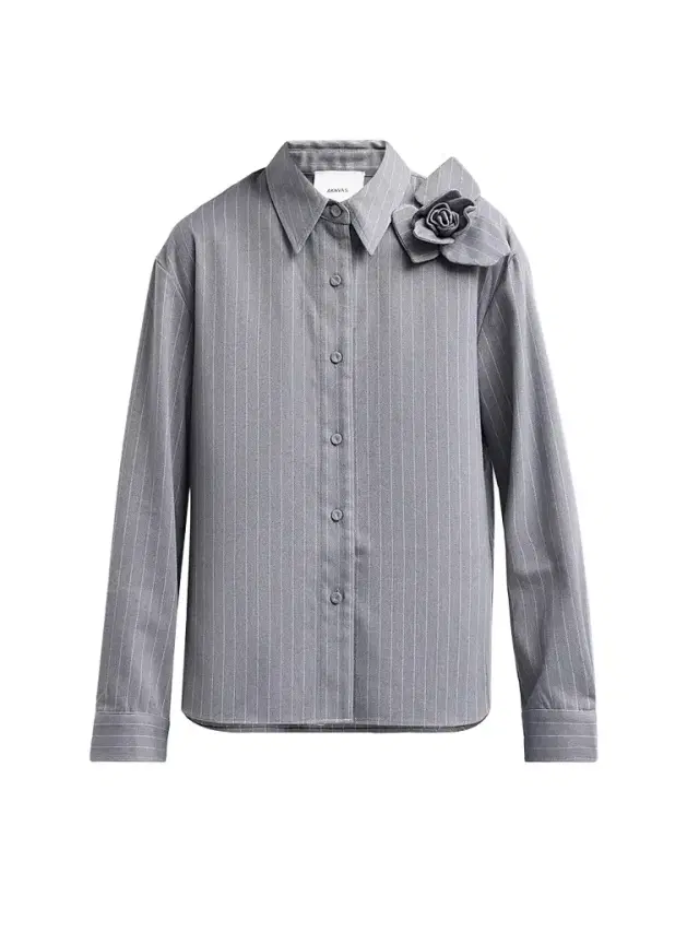 Aknvas Women's Flor 3D Rose Pinstripe Top - Grey White