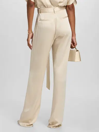 Lapointe Women's Satin Belted Pants - Sand | Thumbnail 5