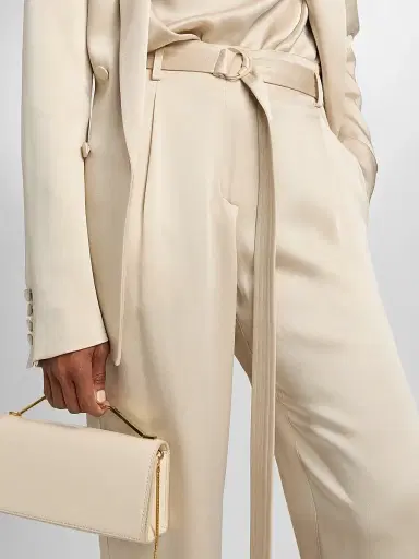 Lapointe Women's Satin Belted Pants - Sand | Thumbnail 6