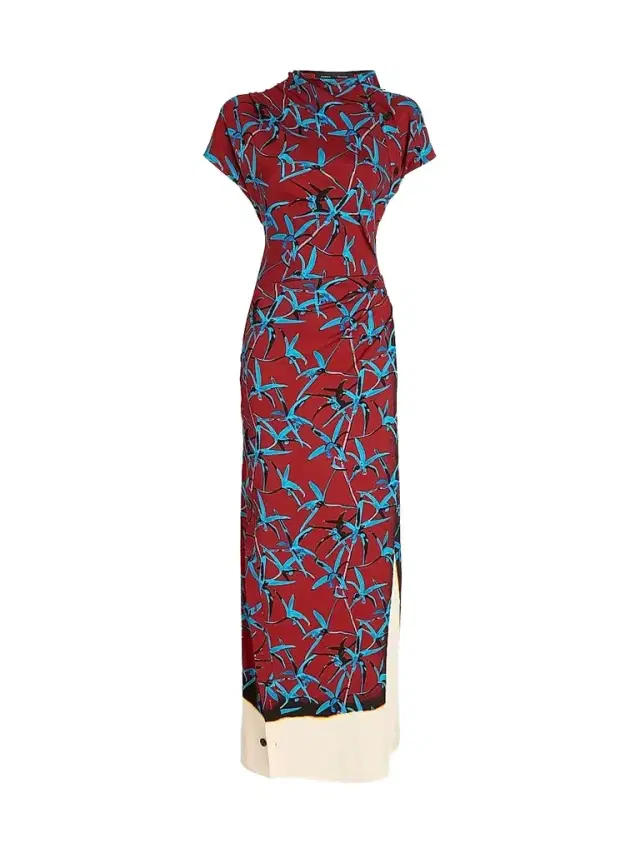 Proenza Schouler Women's Anais Printed Stretch Cady Layered Maxi Dress - Madder Multi