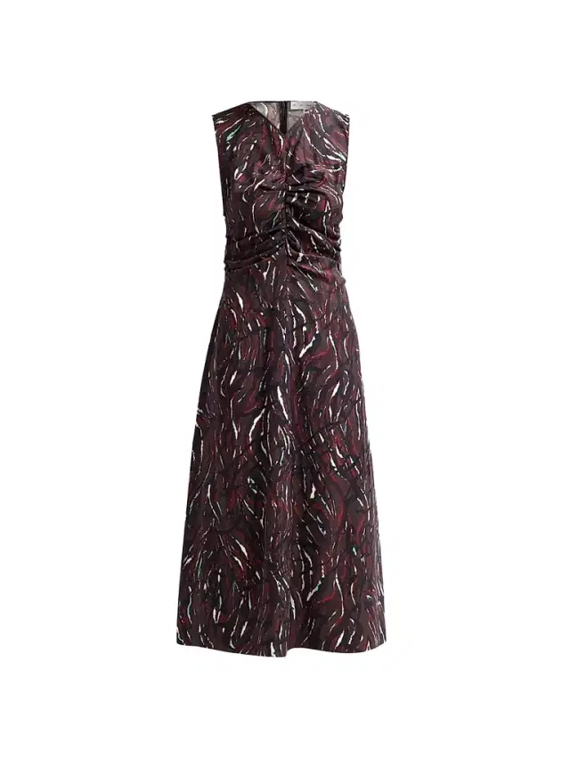 Proenza Schouler White Label Women's Clem Printed Soft Twill Midi Dress - Coffee Multi