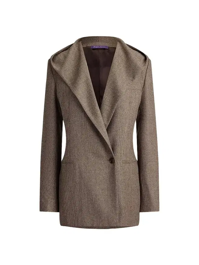 Ralph Lauren Collection Women's Stassie Birdseye Tweed Hooded Blazer - Taupe Multi
