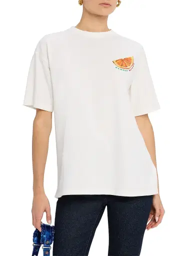 Damson Madder Women's Spritz Crewneck Boyfriend T-Shirt - White | Thumbnail 3 Damson Madder Women's Spritz Crewneck Boyfriend T-Shirt - White | Thumbnail 3