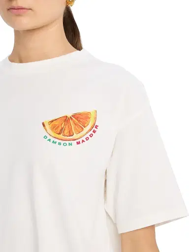 Damson Madder Women's Spritz Crewneck Boyfriend T-Shirt - White | Thumbnail 5 Damson Madder Women's Spritz Crewneck Boyfriend T-Shirt - White | Thumbnail 5
