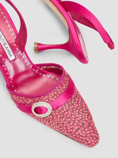 Manolo Blahnik Women's Zutosli 70MM Slingback Pumps - Bright Pink | Thumbnail 5 Manolo Blahnik Women's Zutosli 70MM Slingback Pumps - Bright Pink | Thumbnail 5