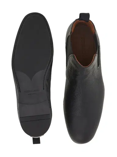 Ferragamo Men's Sterling Leather Chelsea Boots - Nero | Thumbnail 4