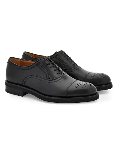 Ferragamo Men's Sebastiano Leather Oxford Brogues - Nero | Thumbnail 2 Ferragamo Men's Sebastiano Leather Oxford Brogues - Nero | Thumbnail 2