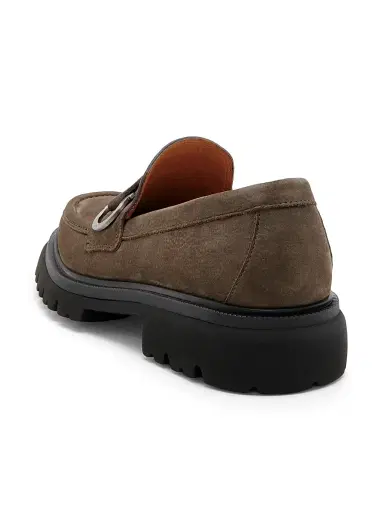 Ferragamo Men's Andover Suede Lug Sole Loafers - Elefante | Thumbnail 3 Ferragamo Men's Andover Suede Lug Sole Loafers - Elefante | Thumbnail 3