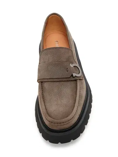 Ferragamo Men's Andover Suede Lug Sole Loafers - Elefante | Thumbnail 4 Ferragamo Men's Andover Suede Lug Sole Loafers - Elefante | Thumbnail 4