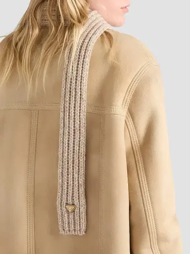 Prada Women's Wool and Mouline Cashmere Scarf - Beige | Thumbnail 3